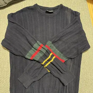 JANTZEN 90s 네이비 리브 스웨터