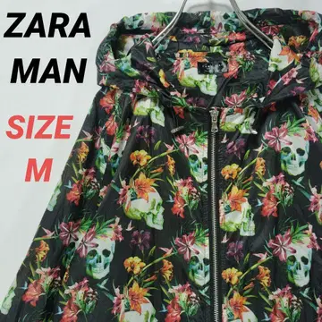 ZARA MAN 자라 나일론 자켓 스컬, 해골, 꽃무늬 남성용 M