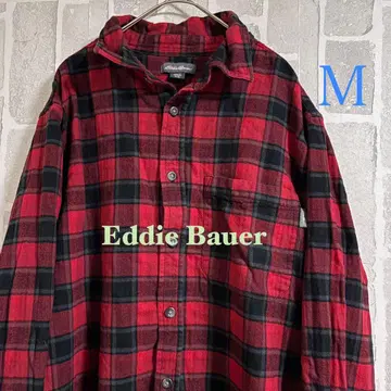 구제 의류 해외 Eddie Bauer M 레드 블랙 체크 플란넬 셔츠