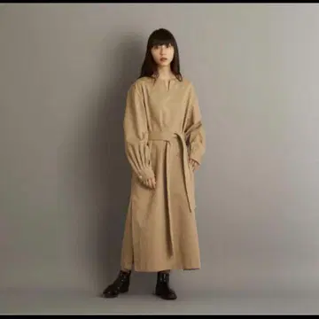 foufou 베이지 롱 원피스 허리 리본 포함