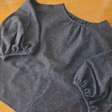 울 기모노 해체 기하학 패턴 7부 소매 블라우스