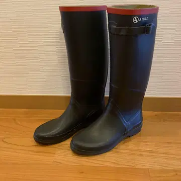 AIGLE 레인부츠 네이비/레드 22.5cm