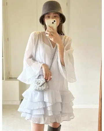 한정품 SNIDEL 스나이델 오간자 프릴 미니 원피스