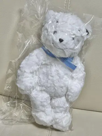 화이트 봉제 인형 약 34cm 리본 포함