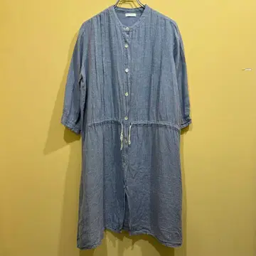 린넨 100% 포그린워크 셔츠 원피스 그래프 체크