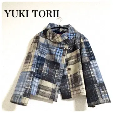 새상품급 YUKI TORII 유키토리이 체크 무늬 자켓 38 M