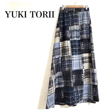 새상품급 YUKI TORII 유키토리이 체크 무늬 롱 플레어 스커트