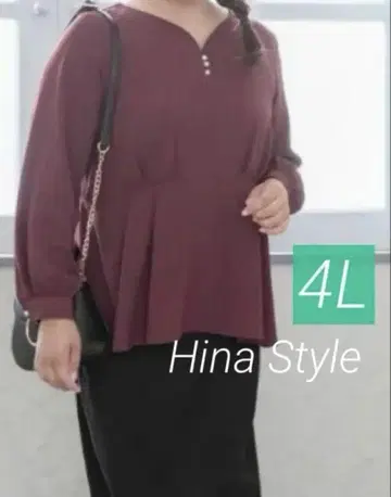 새상품 하트넥 플럼 블라우스 4L Hina Style 빅 사이즈