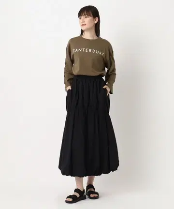 [잔파] 개더 절개 벌룬 스커트