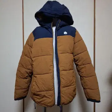 LOGOS 브라운 네이비 다운 자켓 마운틴 후드티