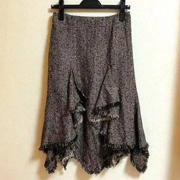 에포카 페어리 그런지 모리걸 프린지 플레어 스커트 트위드 양모
