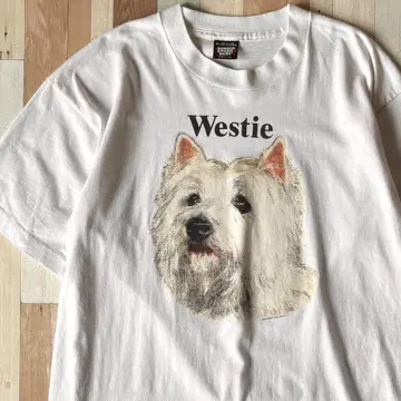 [ USA ] 90s Westie 프린트 T셔츠 XL 싱글 스티치 개