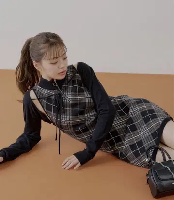 볼레로 세트 체크 아메슬리 미니 원피스