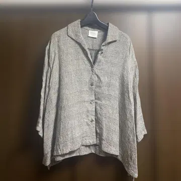 Yuni 체크 무늬 버튼 달린 다섯 부 소매 셔츠