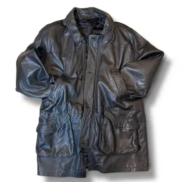 새상품급 가죽 하프 코트 천연 가죽 빈티지 헌팅 자켓