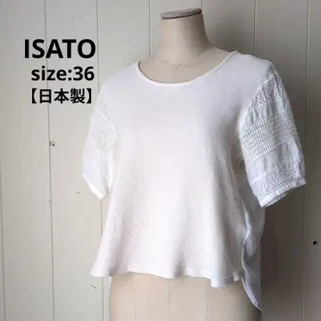 이토 디자인 웍스 일본제 코튼 레이스 절개 반팔 36 화이트