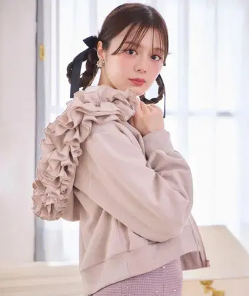 윌 셀렉션 후드 프릴 후드티 핑크