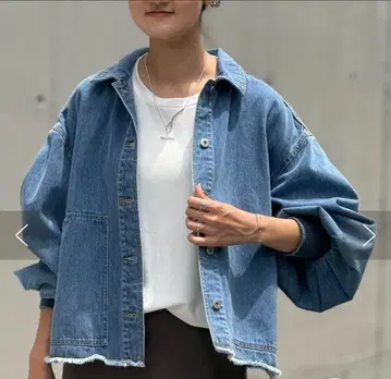 비어즐리 [ FRIPIER ] 퍼프 소매 데님 자켓 새상품급