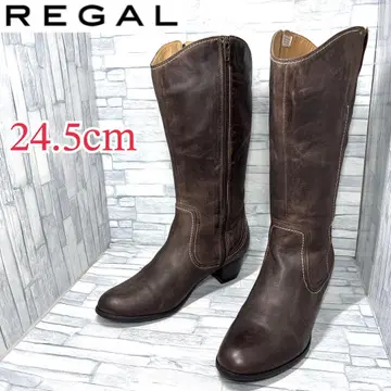 새상품급 리갈 부츠 사이드 지퍼 천연 가죽 다크 브라운 24.5cm