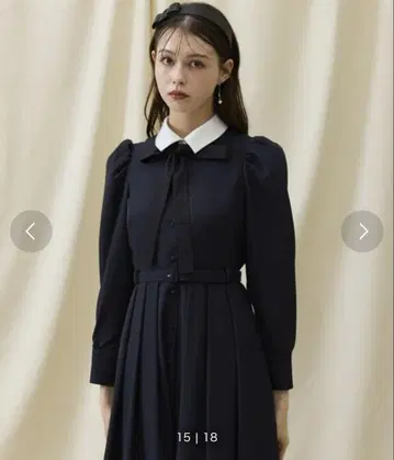 SWINGLE 카라 배색 라인 보타이 셔츠 원피스 스윙글 셔츠