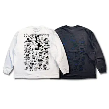 JERRYTRAD 클래식 tattoo 디자인 미키마우스 긴팔 롱 T M