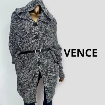 [ 1725 ] VENCE 후드 부착 코쿤 니트 가디건 M 그레이