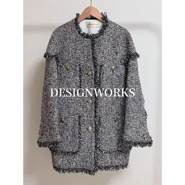 새상품급 DESIGNWORKS 아바하우스 노카라 트위드 자켓 골드 버튼