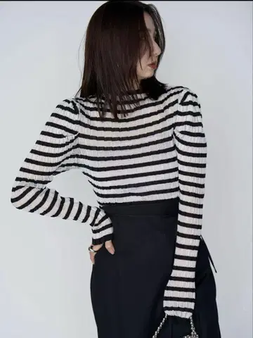 택 포함 새상품 프레이 아이디 2way 시어 와이드 리브 풀오버 보더