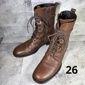 BUTTERO 부테로 부츠 40 레이스업 천연 가죽 사이드 지퍼 브라운