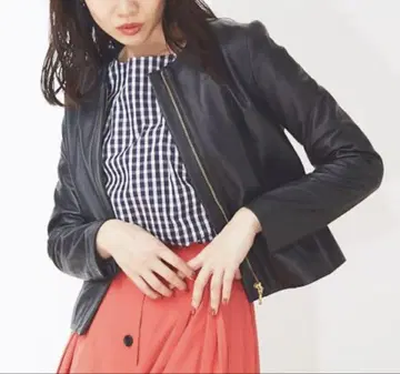 ROUGE VIF 블랙 가죽 자켓 노카라 M 사이즈