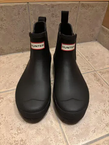 HUNTER 블랙 사이드 고어 부츠 UK6