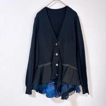 sacai 사카이 페플럼 캐시미어 가디건 도킹 이소재 블랙