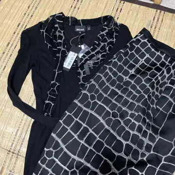Just Cavalli 셋업 XXS 블랙과 화이트의 망사 무늬