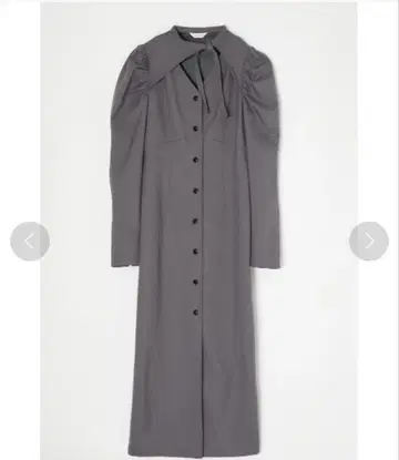 MOUSSY 넥 타이 퍼프 드레스 그레이
