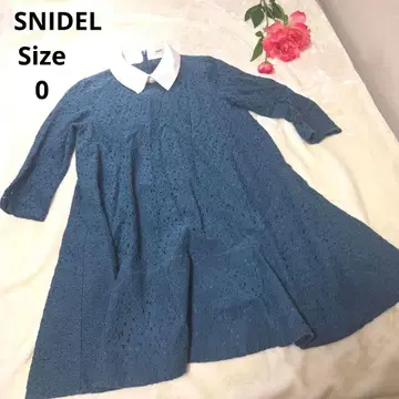 [ 오샤레 SNIDEL ] 그린 레이스 옷깃 화이트 원피스 사이즈 0