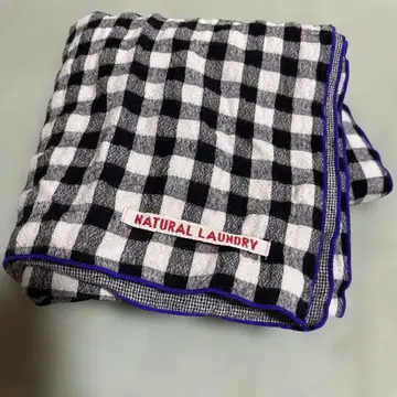 NATURAL LAUNDRY 울 거즈 체크 무늬 스톨