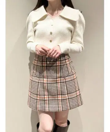 트위드 플레어 아스카 숏 팬츠