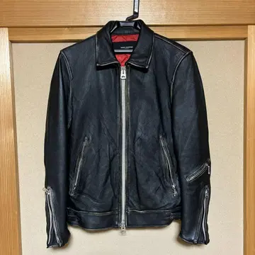 블랙 가죽 싱글 라이더 자켓