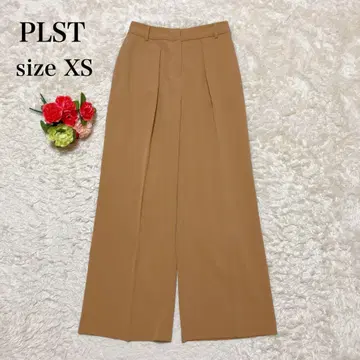 PLST 플라스테 턱 와이드 팬츠 브라운 베이지 XS 사이즈 스트레이트