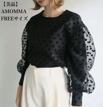 [새상품급] AMOMMA 아모마 도트 튤 블라우스 FREE 사이즈 긴팔