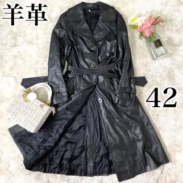 가죽 트렌치코트 칠흑의 전투복 양가죽 램 가죽 올 가죽 42