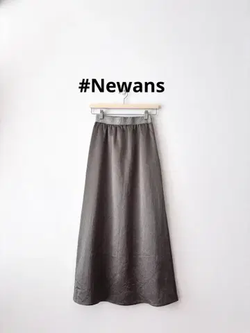 #Newans 해시뉴앙스 스트레치 새틴 스커트 카키