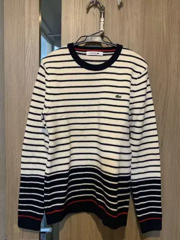 LACOSTE 스트라이프 긴팔 스웨터