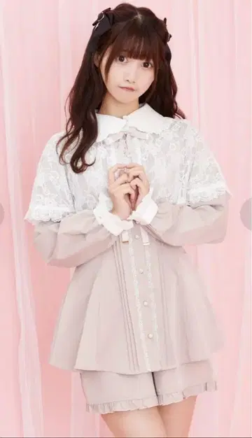 Secret Honey 레이스 케이프 포함 긴팔 셋업