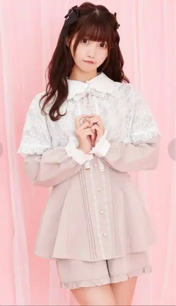 Secret Honey 레이스 케이프 포함 긴팔 셋업