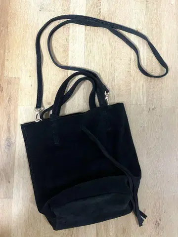 BORSE IN PELLE 블랙 스웨이드 숄더백