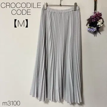크로커다일 코드 플리츠 스커트 허리밴딩 편안함 라이트 그레이 [ M ]