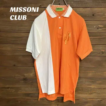 [ 미쏘니 ] MISSONI CLUB 반팔 피케 셔츠 오렌지/화이트 L