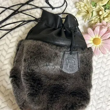REN TOKYO Japan 램 가죽 드로우 스트링 백 퍼