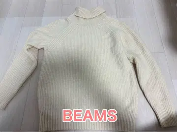 BEAMS 화이트 터틀넥 스웨터 M
